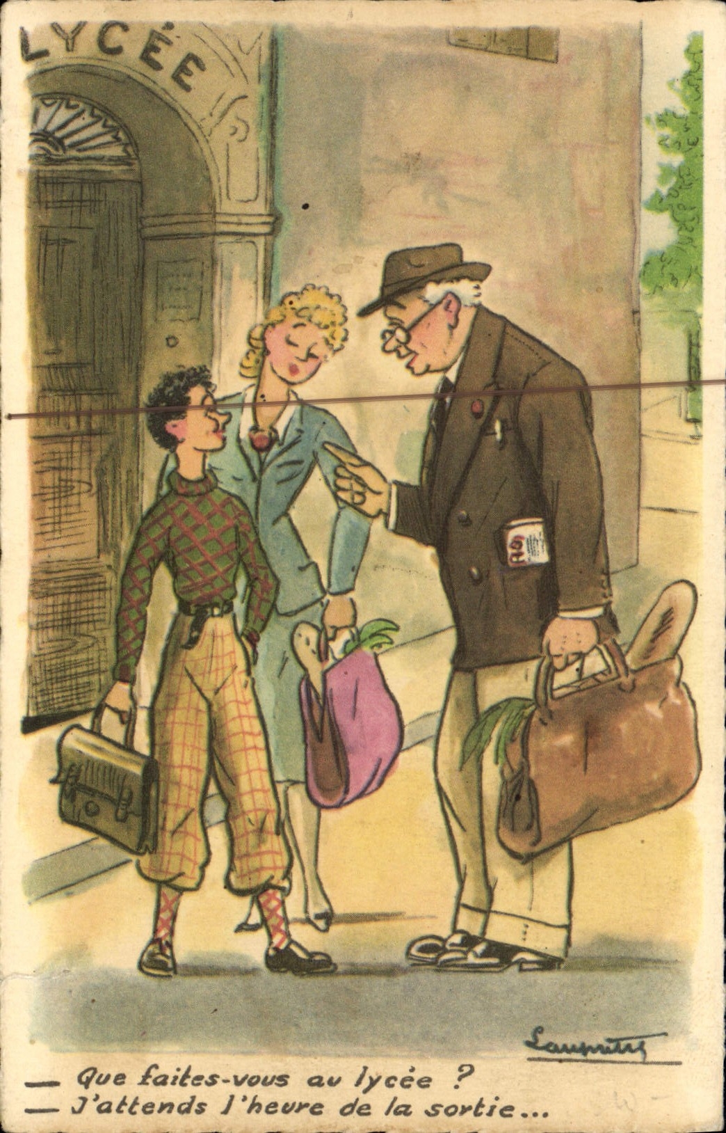 VINTAGE POSTCARD Fantasy Illustrator Parents College