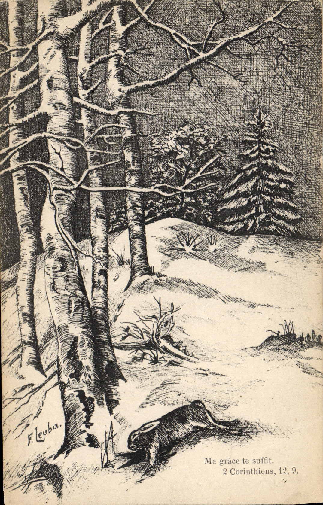 VINTAGE POSTCARD Fantasy Illustrator Leuba Rabbit