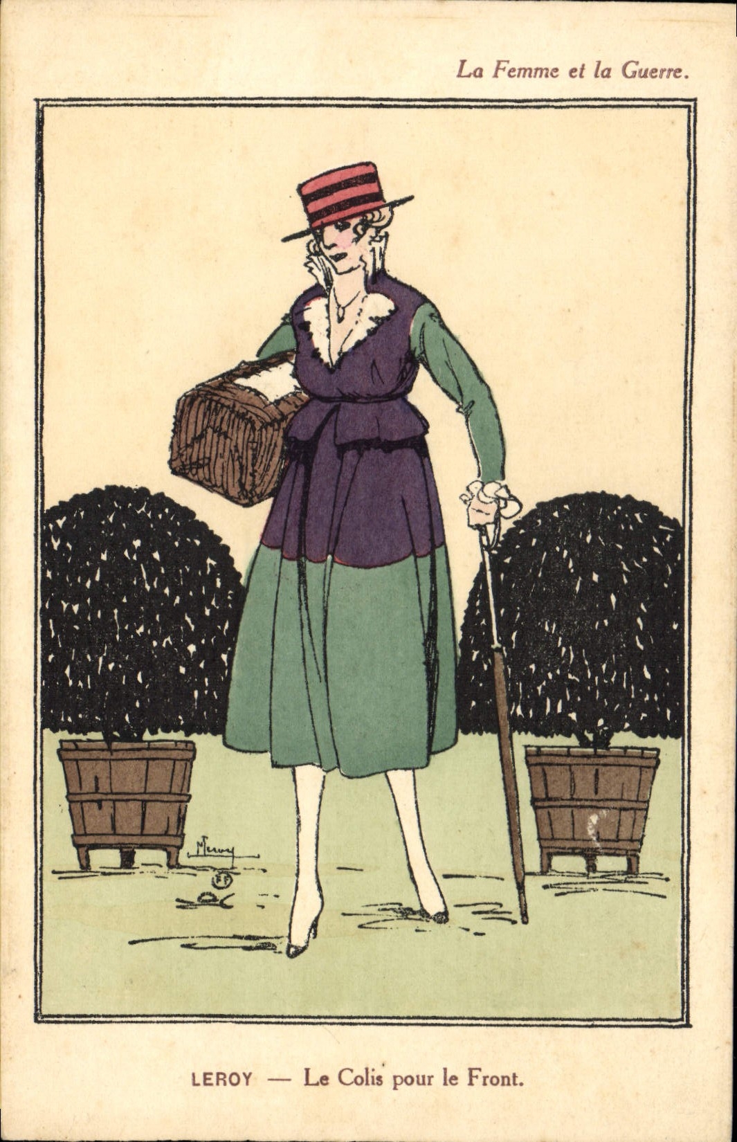 CPA Fantaisie Illustrateur La femme et la guerre Leroy Le colis pour le front Militaria