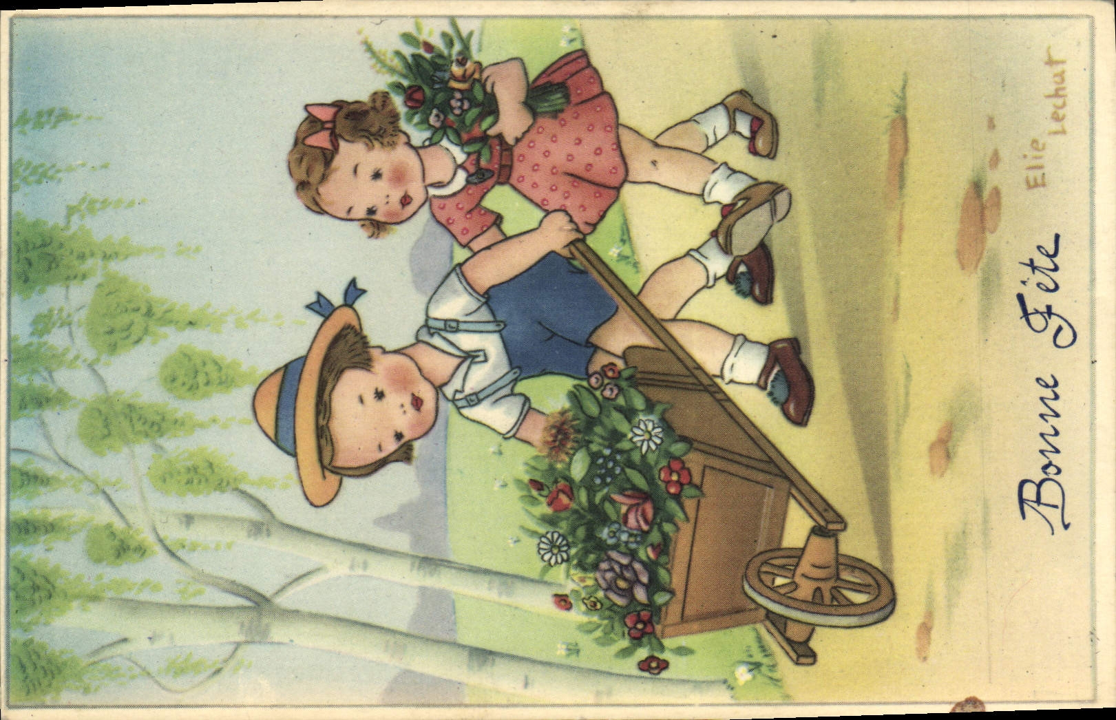 CPA Fantaisie Illustrateur Elie Lechat Enfants