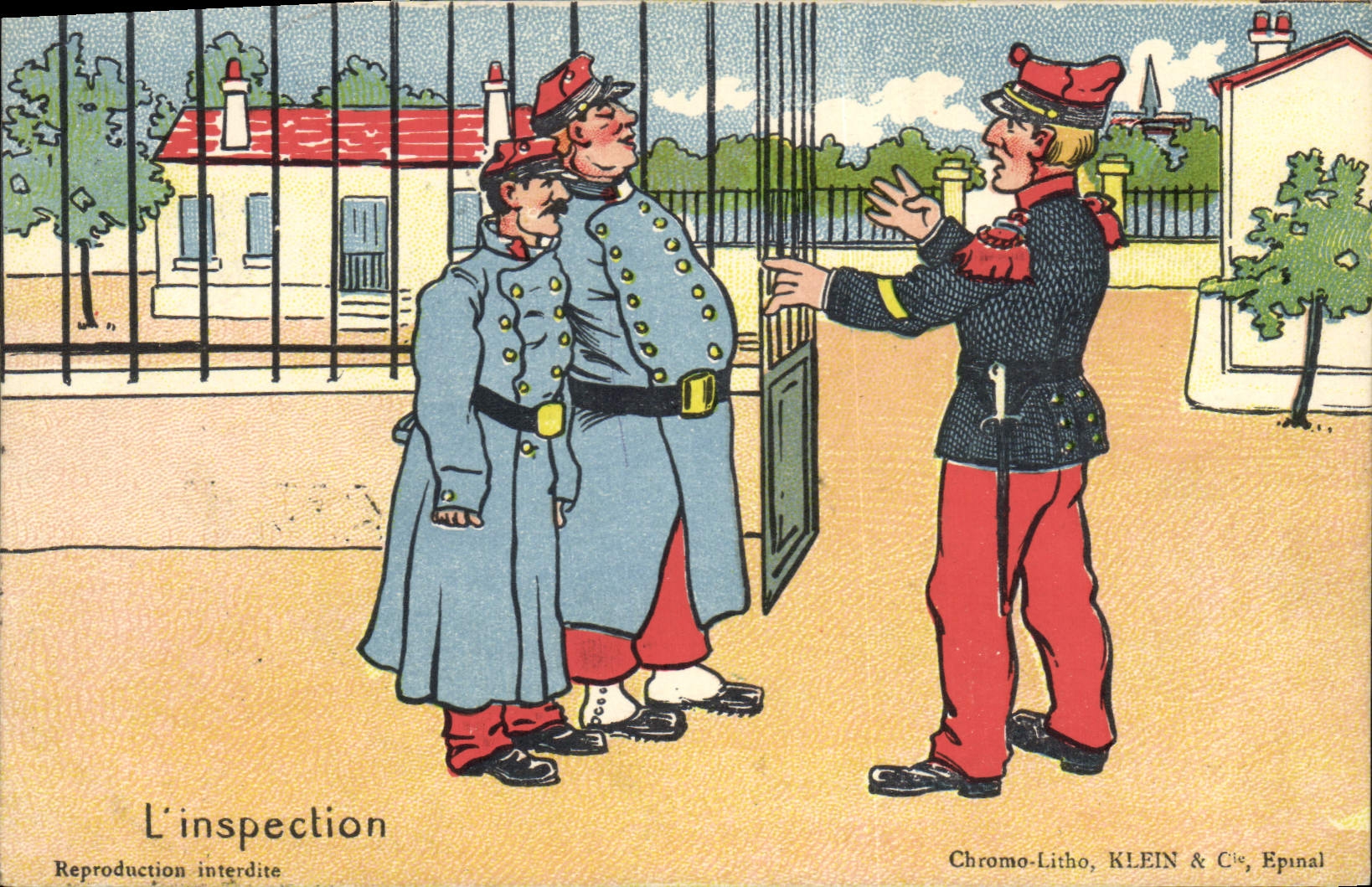VINTAGE POSTCARD Militaria the inspection