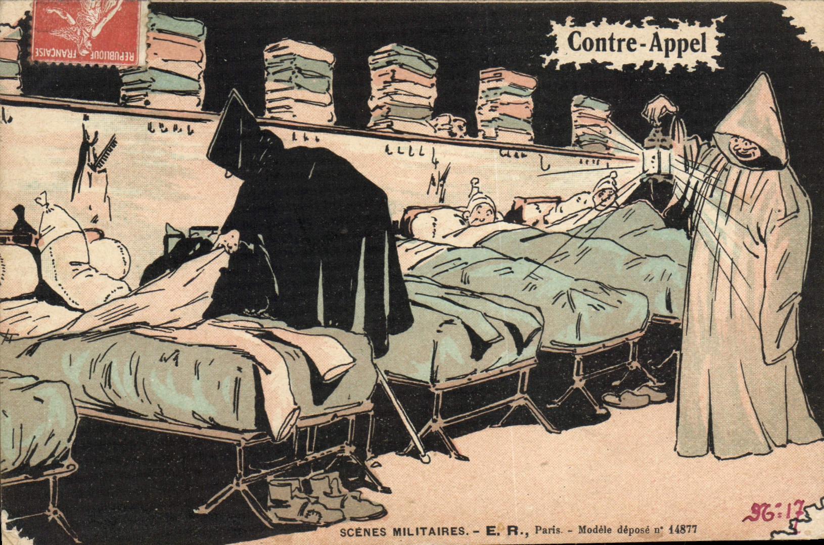 VINTAGE POSTCARD Militaria Against call