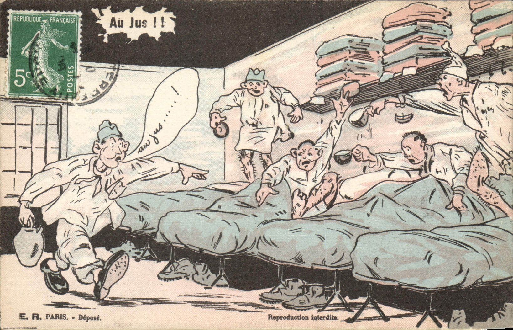 VINTAGE POSTCARD Militaria With the juice