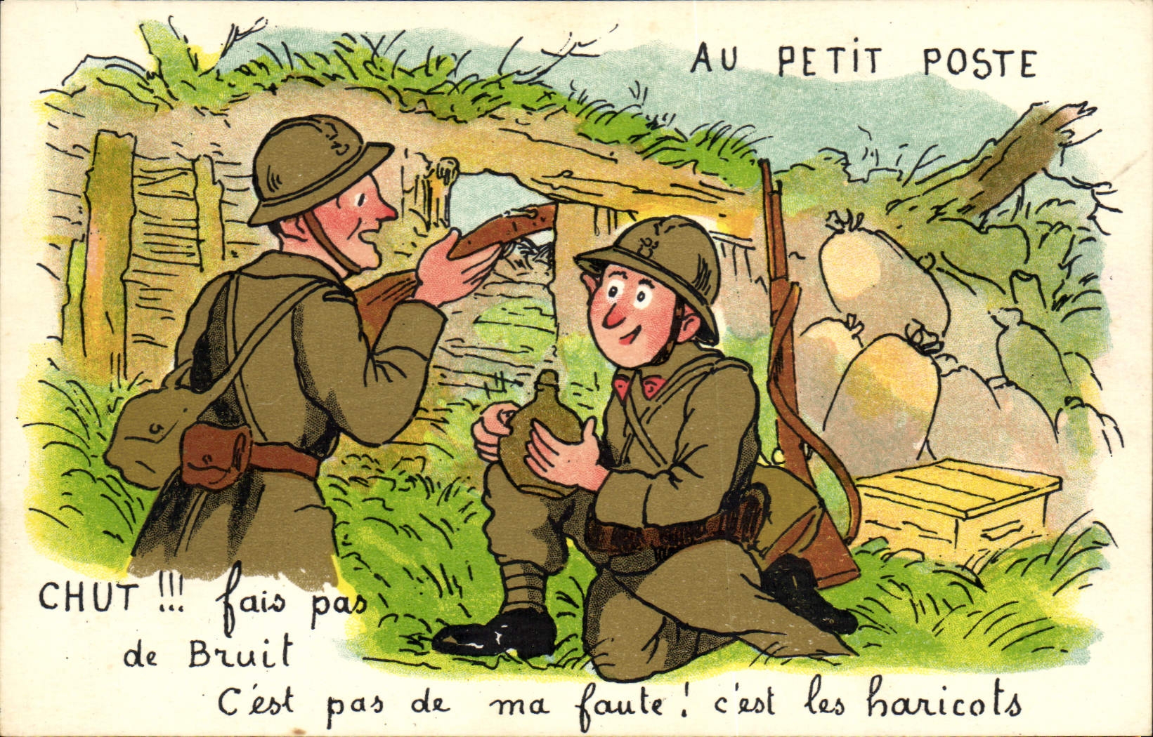 VINTAGE POSTCARD Militaria At the small station