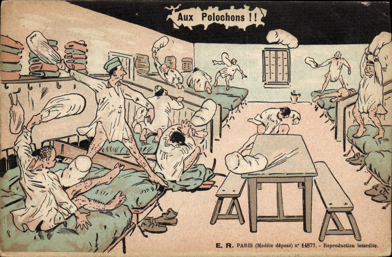 VINTAGE POSTCARD Militaria With let us pelochons