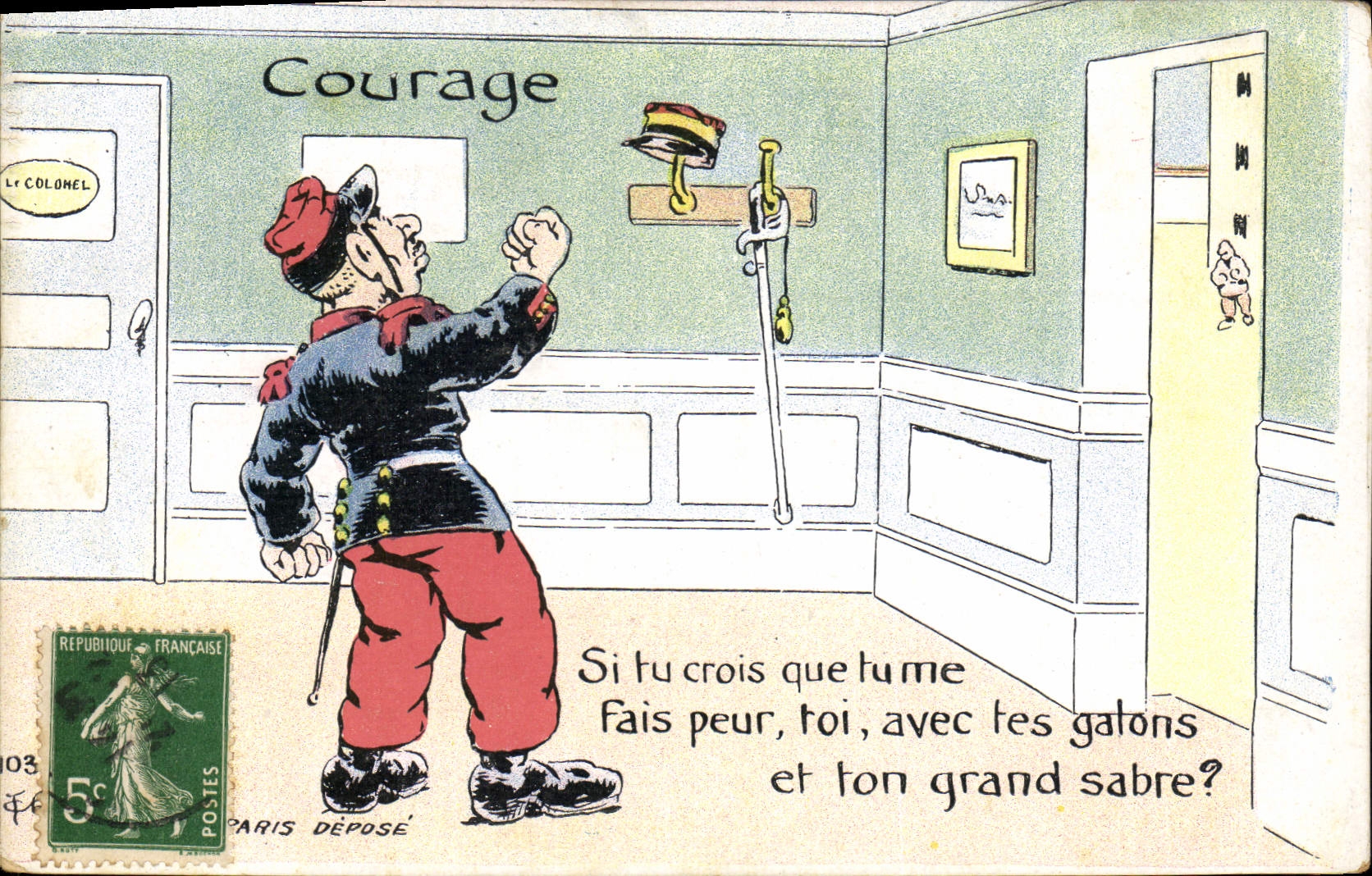 VINTAGE POSTCARD Militaria Courage
