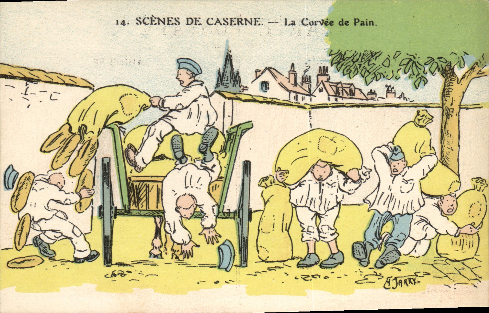 Corveee Jarry de Militaria de la POSTAL de la VENDIMIA el pan