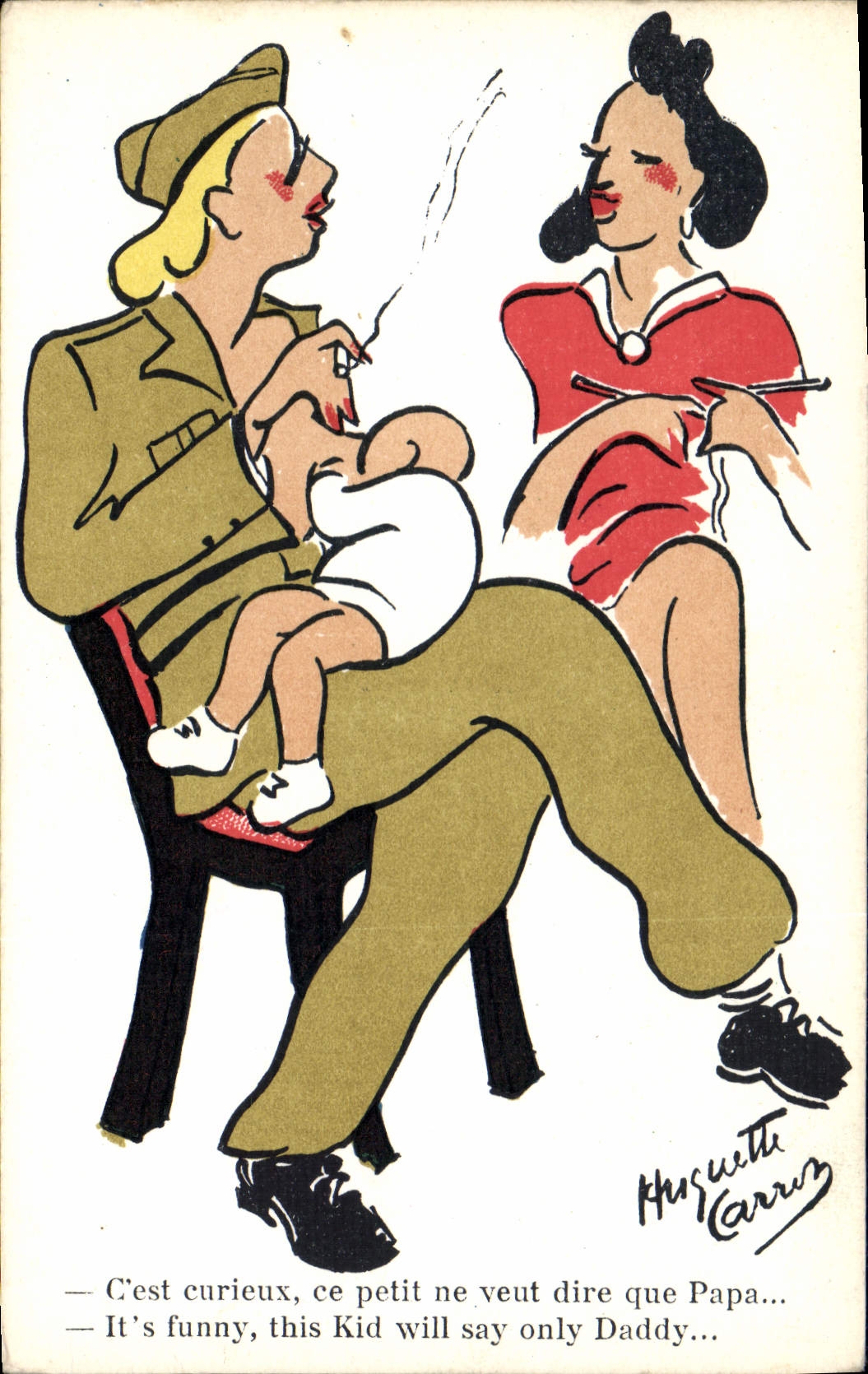 VINTAGE POSTCARD Militaria Women Cigarette