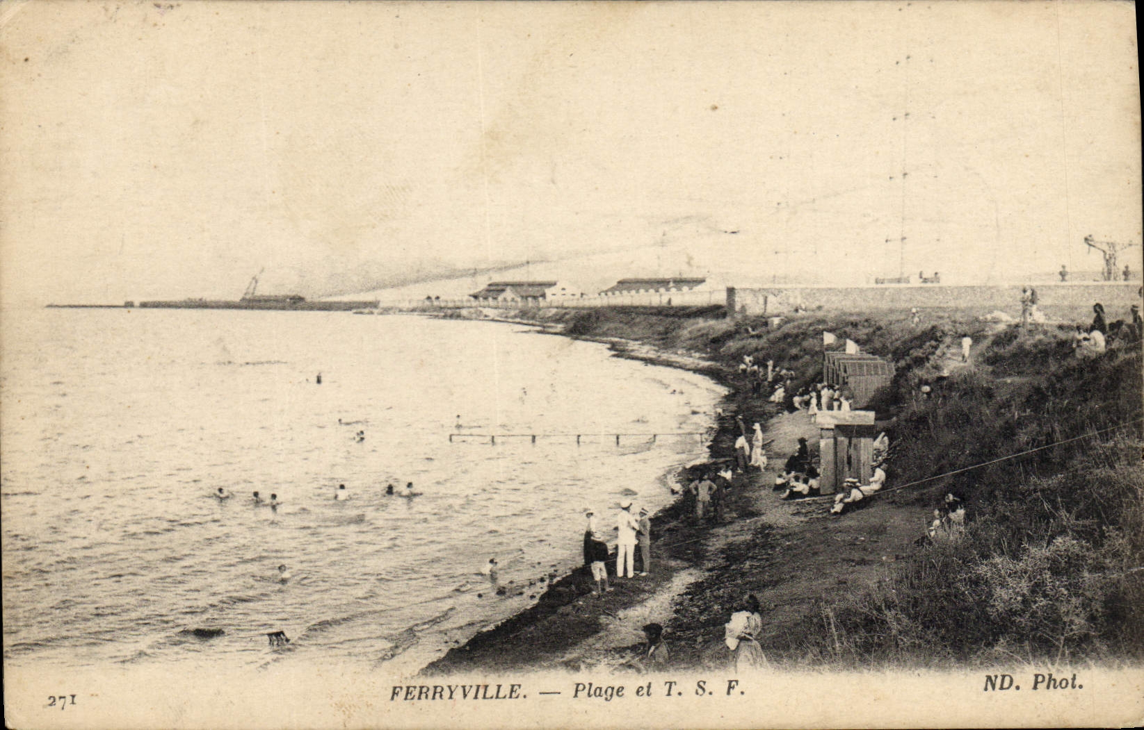 Playa de Ferryville de la telegrafía de la POSTAL de la VENDIMIA y TSF
