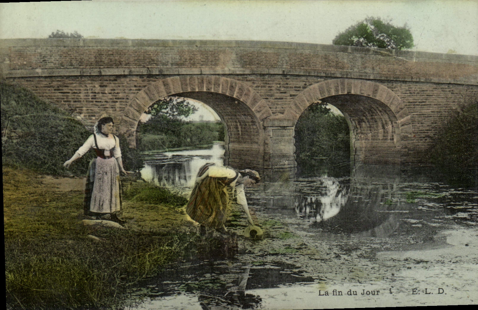 CPA Folklore La fin du jour 