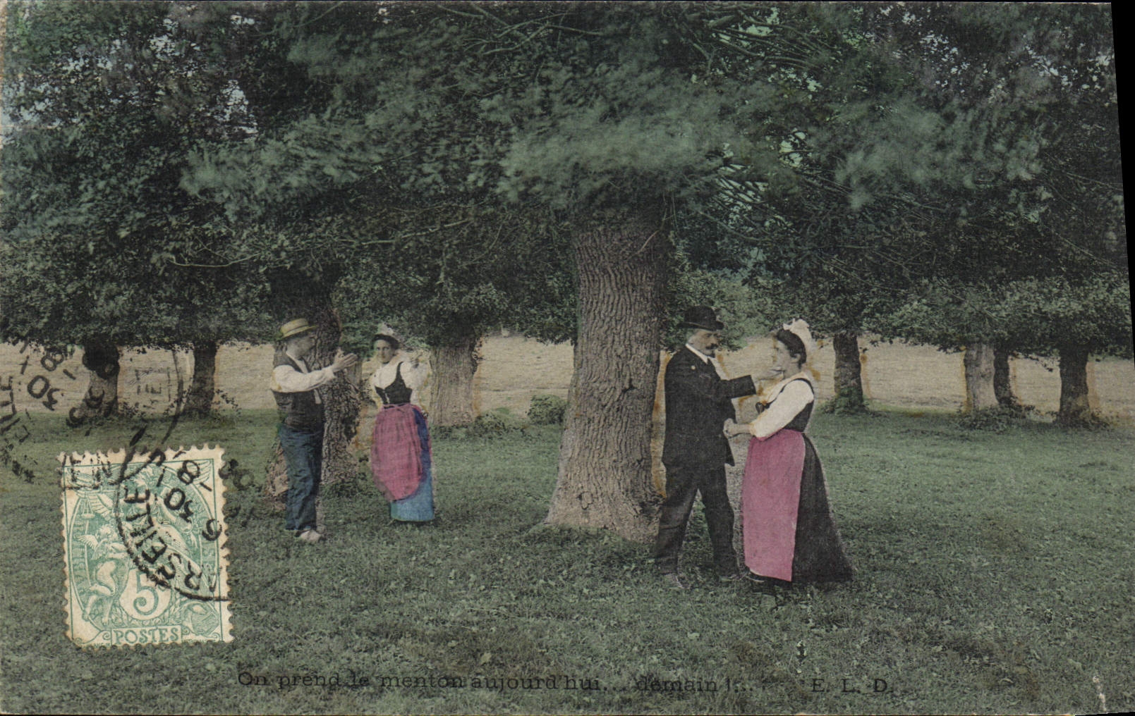 CPA Folklore On prend le menton aujourd'hui