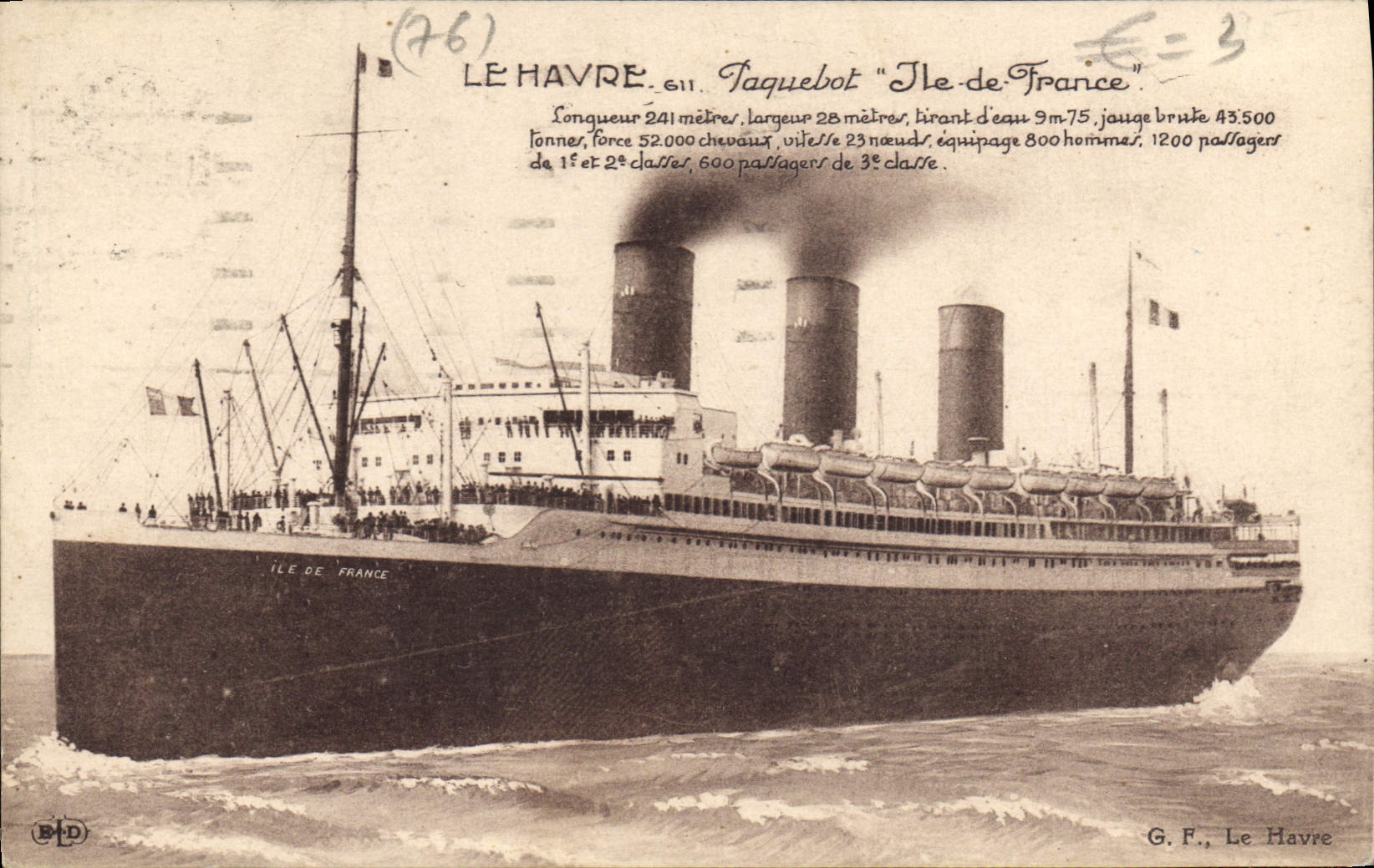 CPA Bateau Paquebot Ile de France Le Havre 