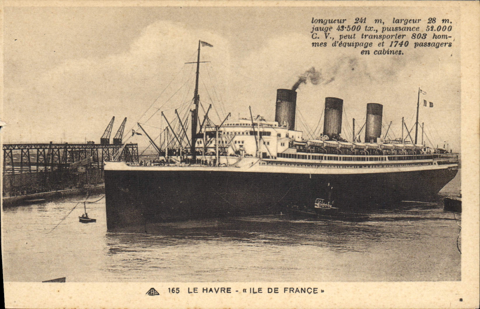 CPA Bateau Paquebot Ile de France Le Havre