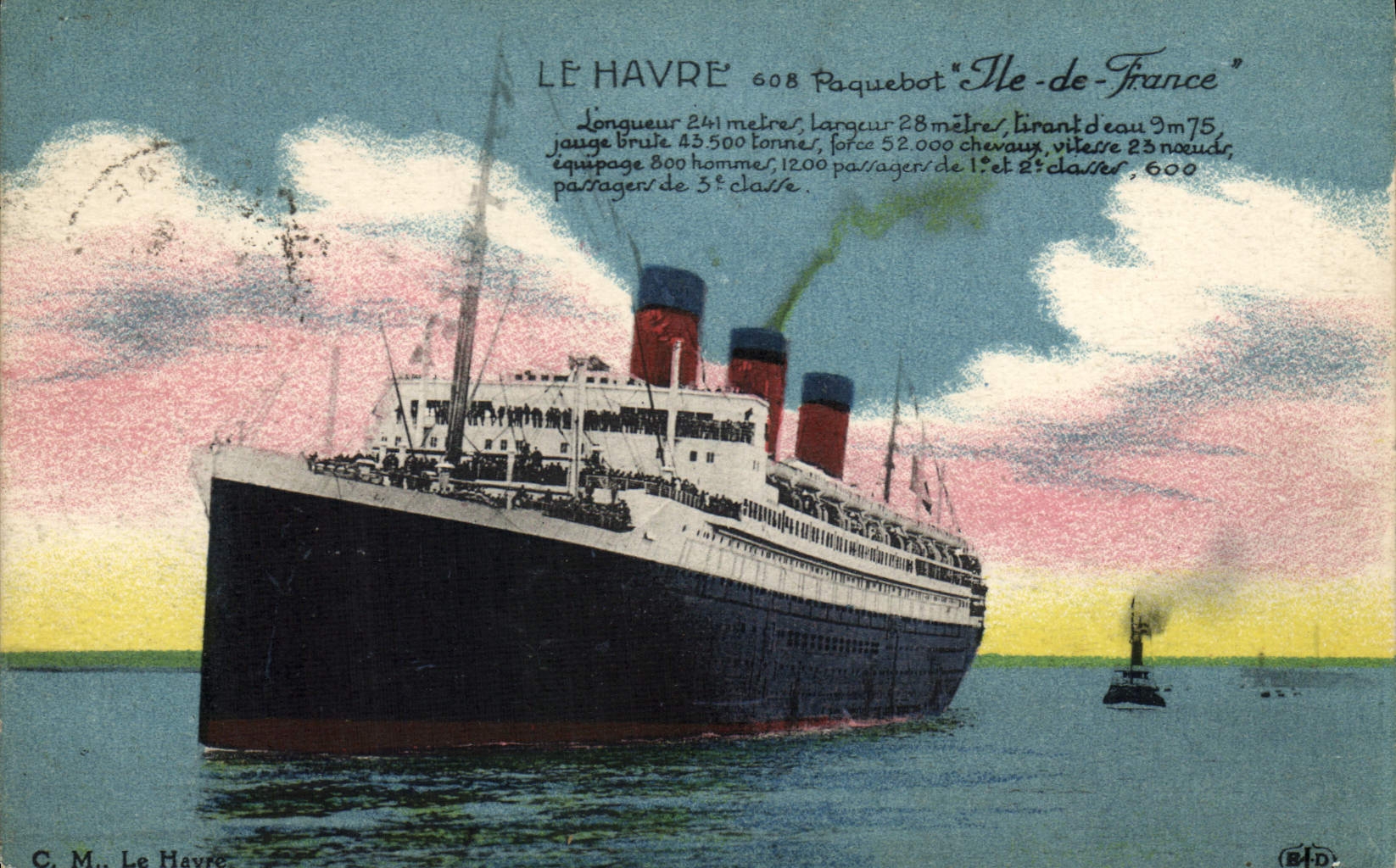 CPA Bateau Paquebot Ile de France Le Havre 