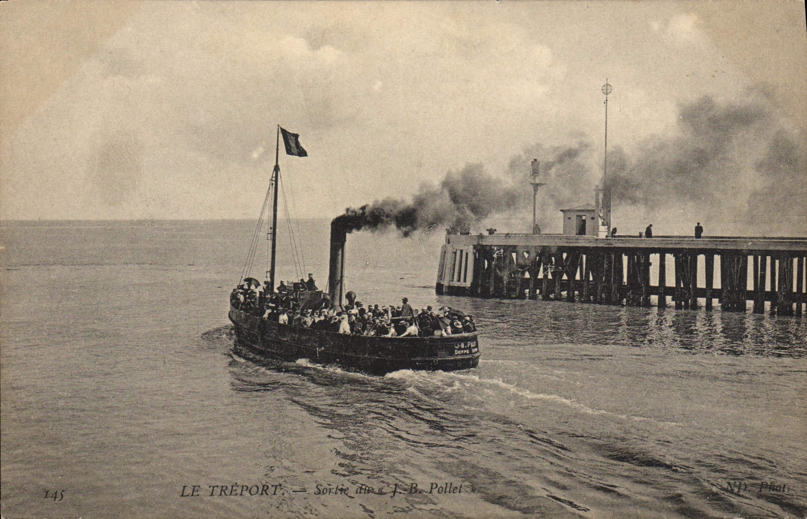 VINTAGE POSTCARD Boat Treport Left the JB Pollet