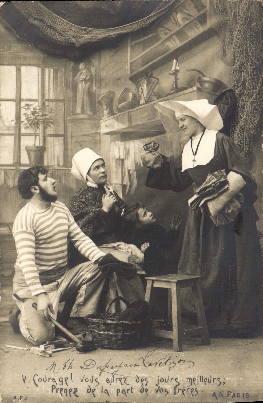 VINTAGE POSTCARD Fantasy Religious Woman Sailor