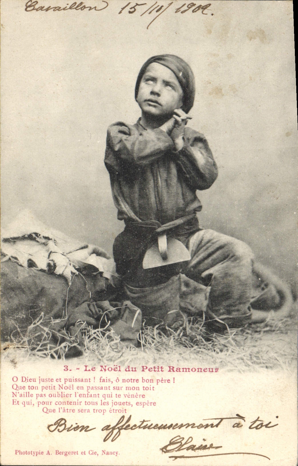 CPA Fantaisie Le Noel du petit Ramoneur Enfant