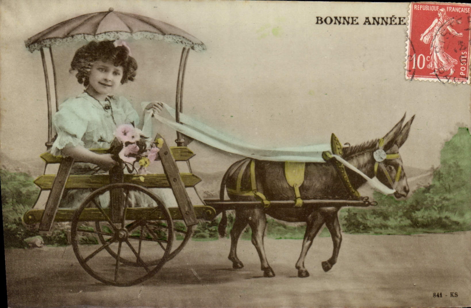 CPA Fantaisie Enfant Ane Mule