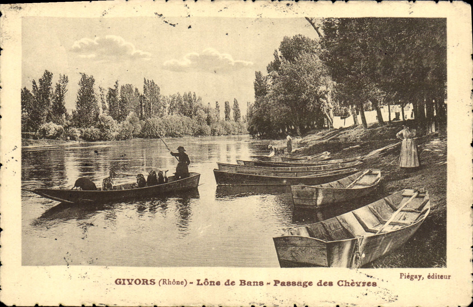 VINTAGE POSTCARD Goat Givvors Lone de Bans Passage of the goats