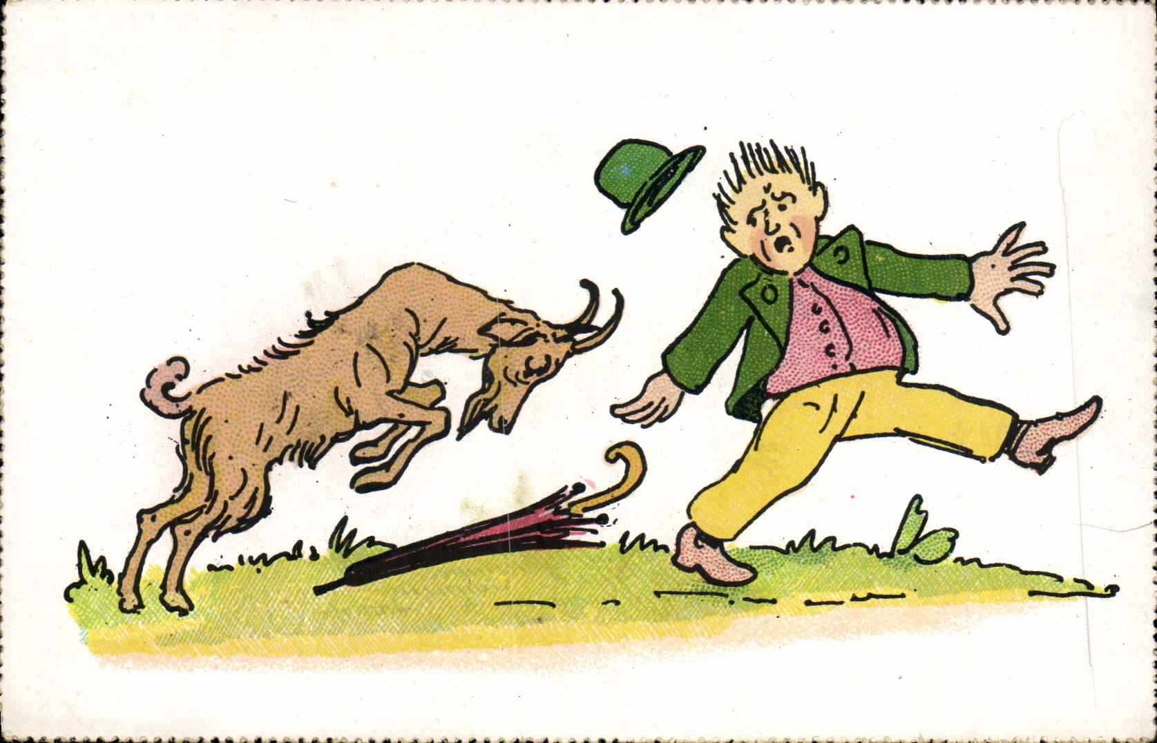 VINTAGE POSTCARD Goat Goat Humor