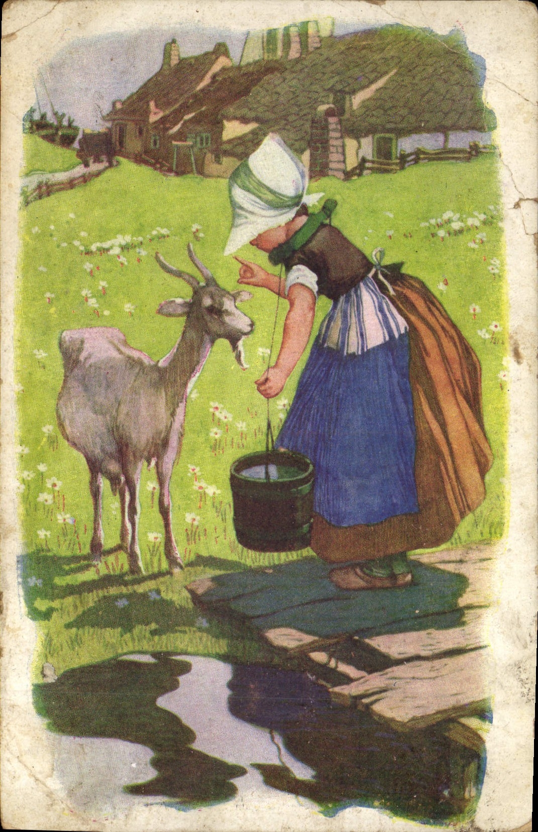 CPA Chevre Enfants