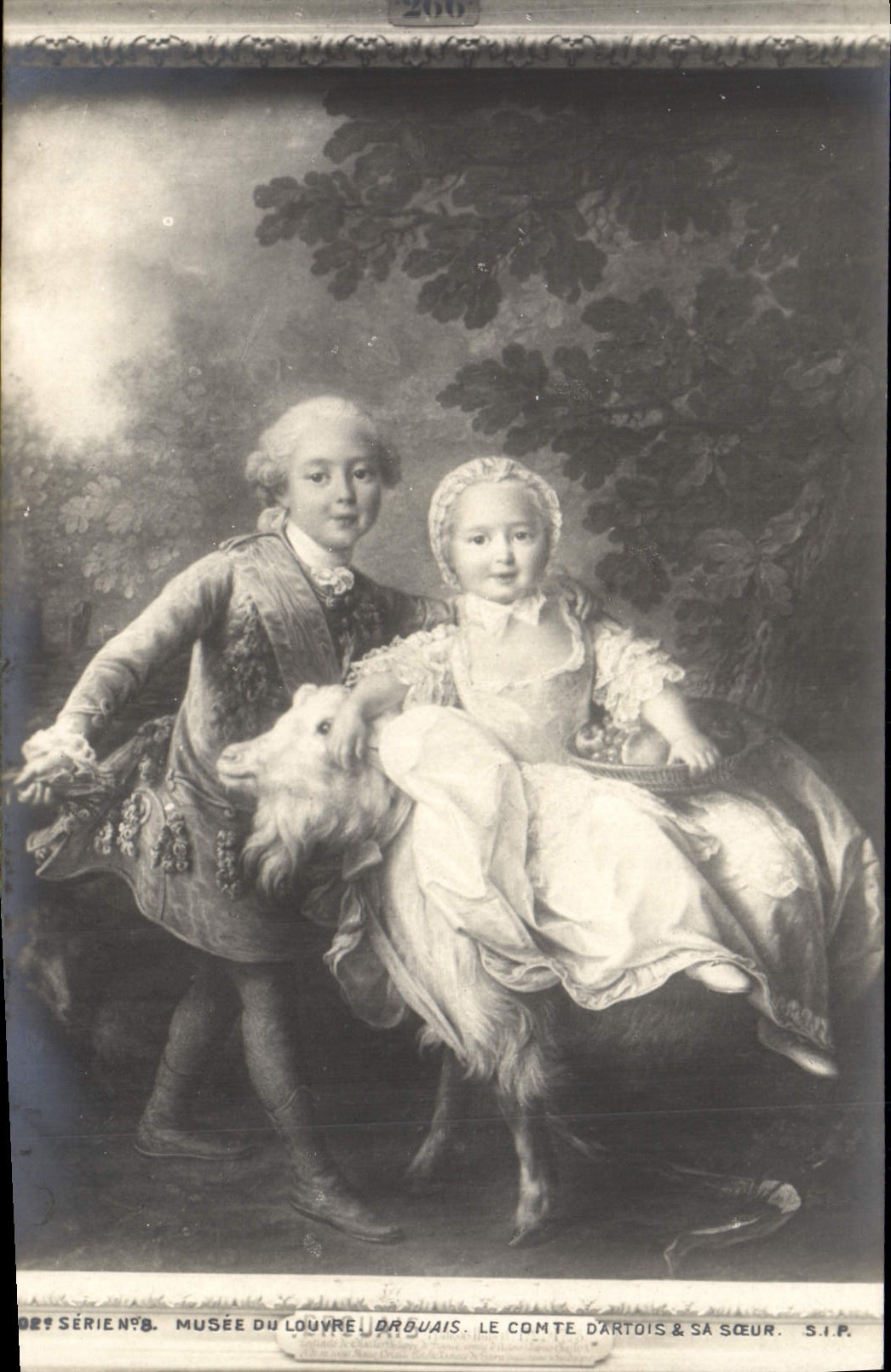 VINTAGE POSTCARD Goat Museum of Louvre Paris Drouais the count d' Artois and his sister