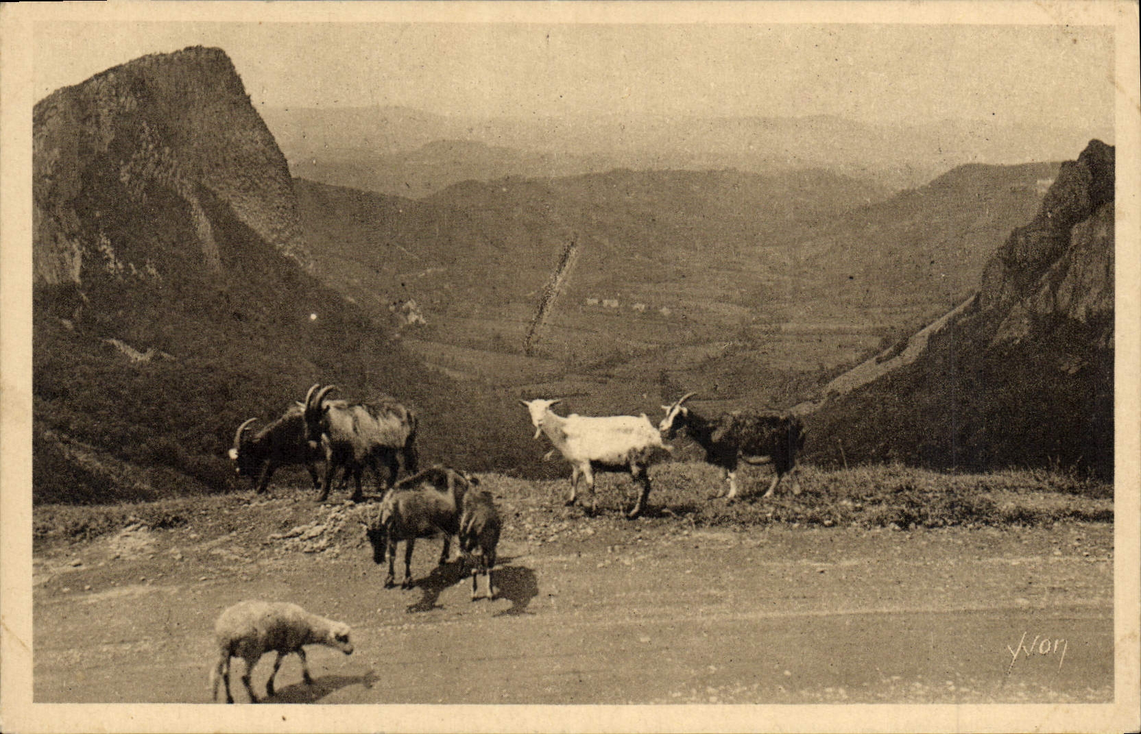 VINTAGE POSTCARD Chevre Auvergne Environs of the Mount Gilds Valley of Sioule and the rocks Sasnadoire and Tuiliere