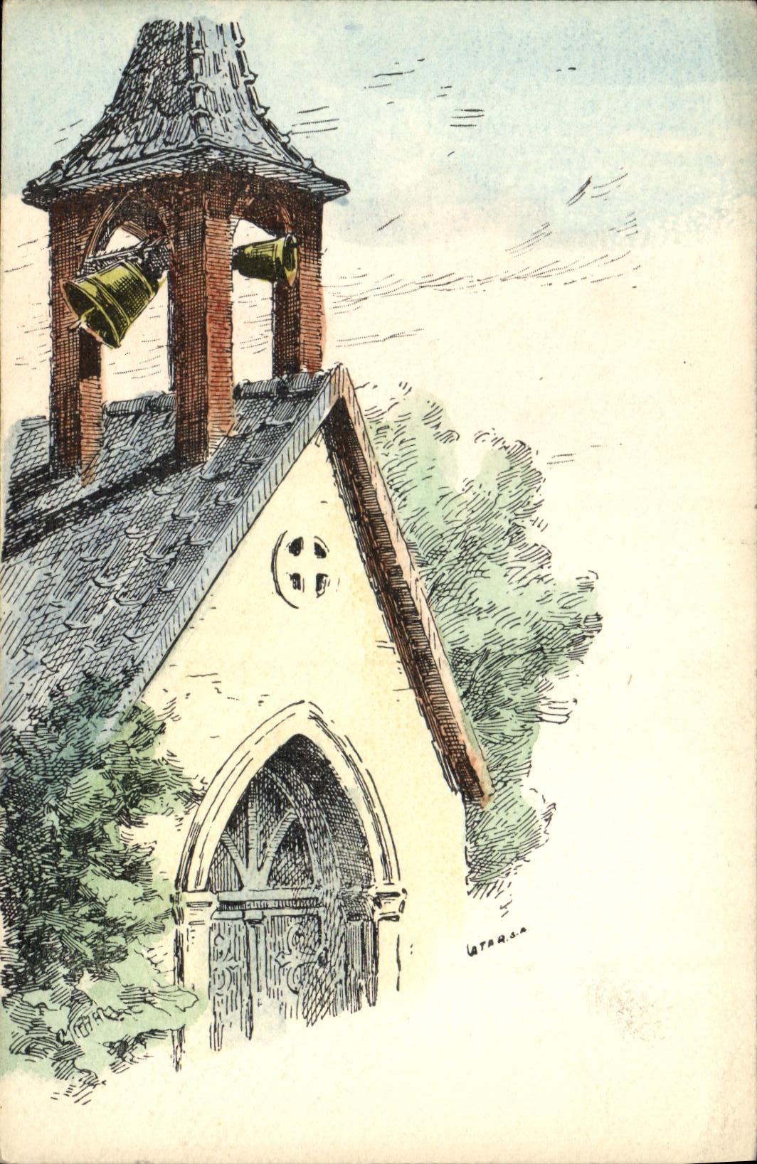 CPA Fantaisie Illustrateur Clocher