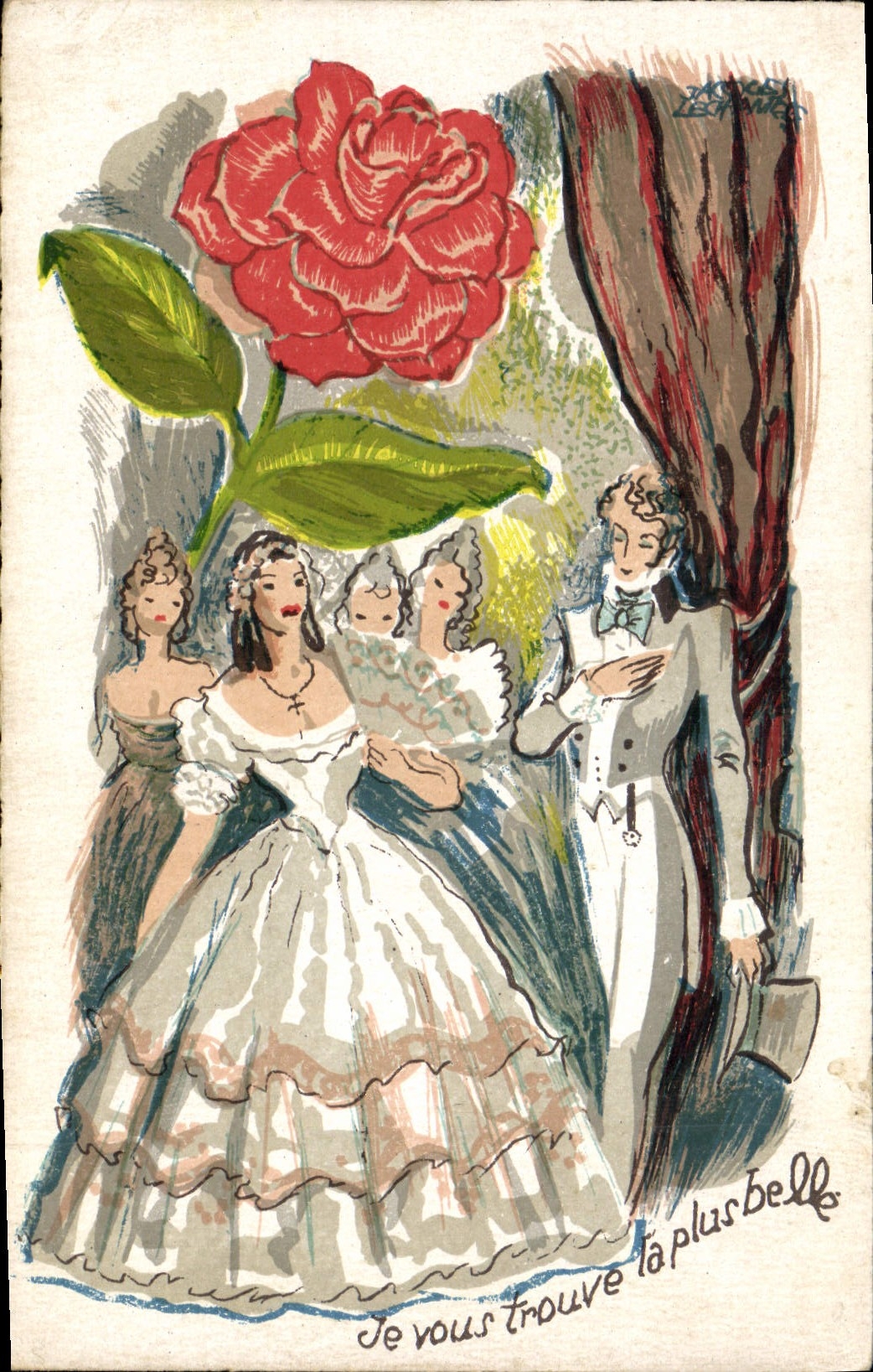 CPA Fantaisie Illustrateur Jacques Lechantre Je vous trouve la plus belle 
