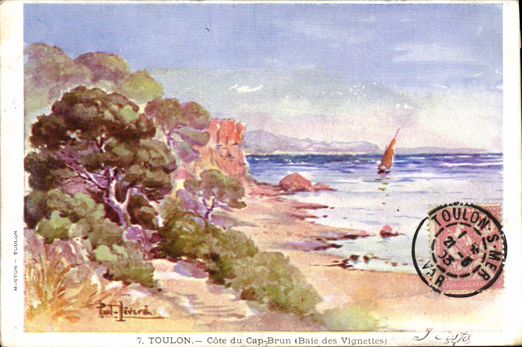 CPA Fantaisie Illustrateur Toulon Cote du Cap Brun Baie des Vignettes