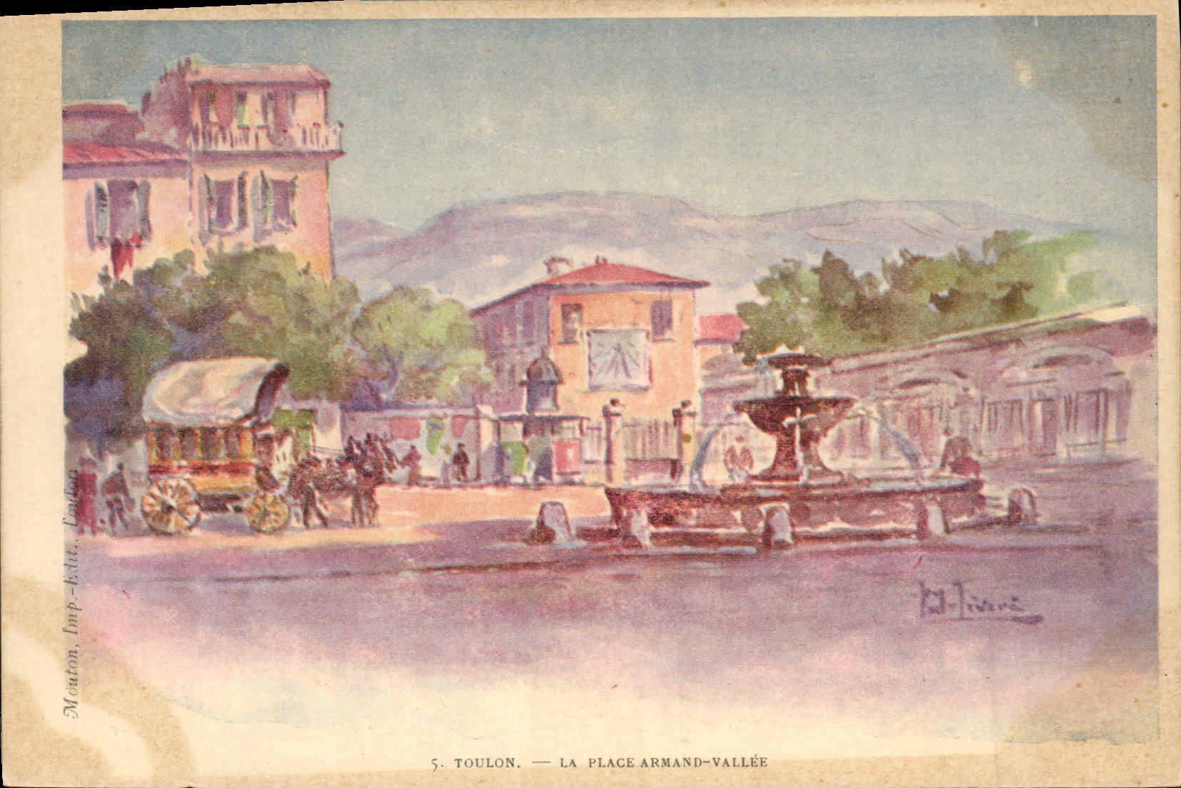 CPA Fantaisie Illustrateur Toulon La place Armand Vallee