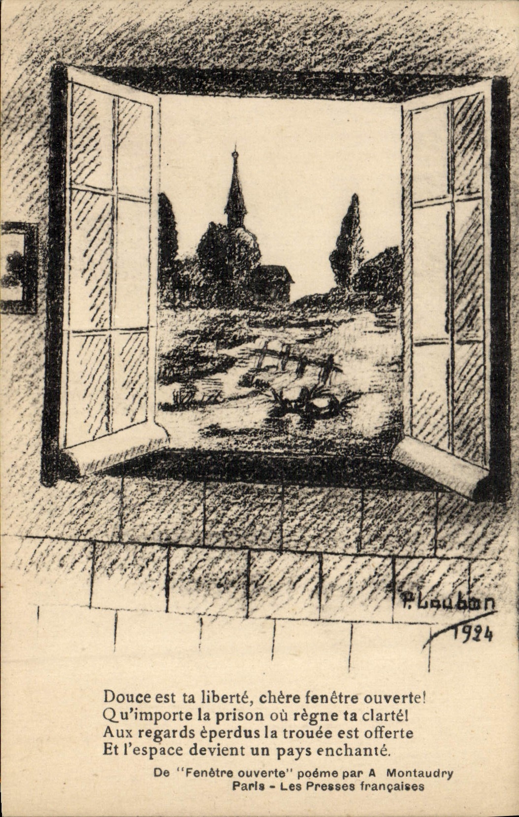 CPA Fantaisie Illustrateur Louban Fenetre ouverte Montaudry