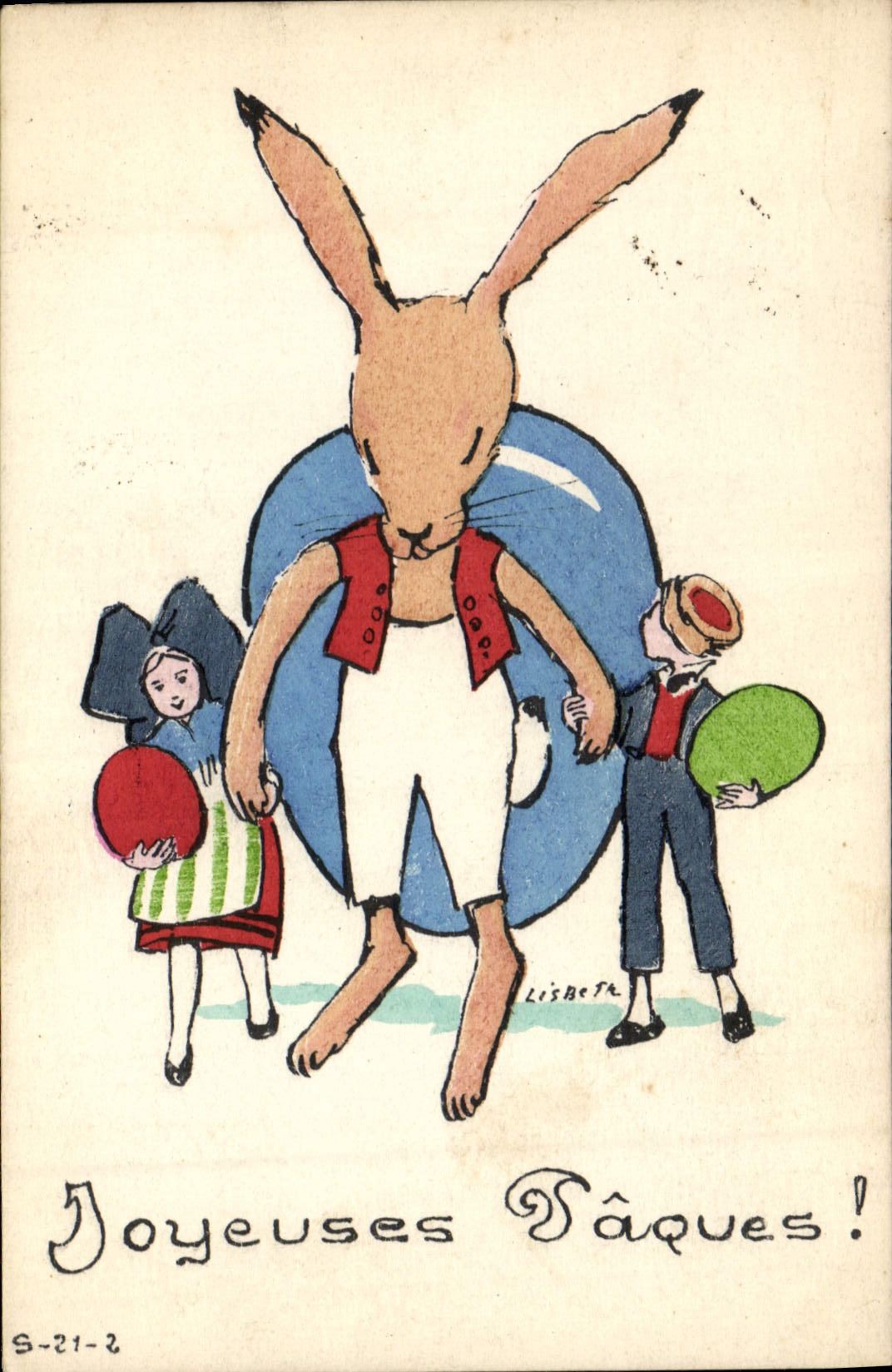 VINTAGE POSTCARD Fantasy Illustrator Lisbeth Rabbit Alsace Children