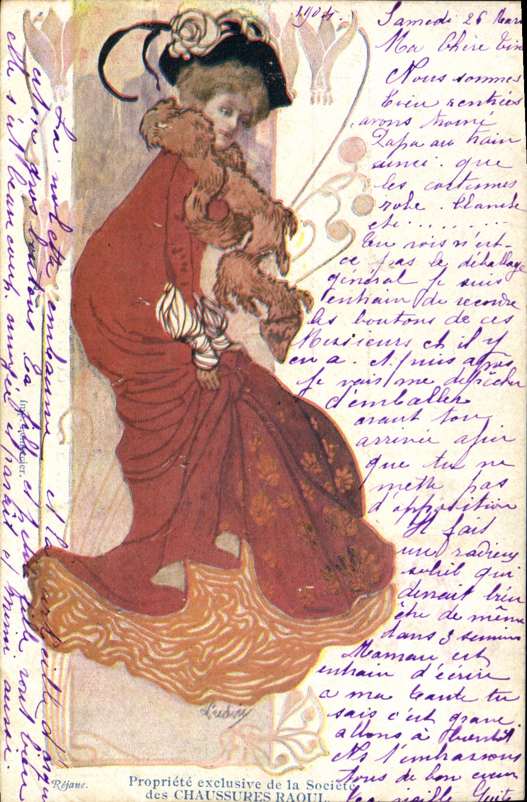 VINTAGE POSTCARD Fantasy Illustrator Shoes Raoul Woman