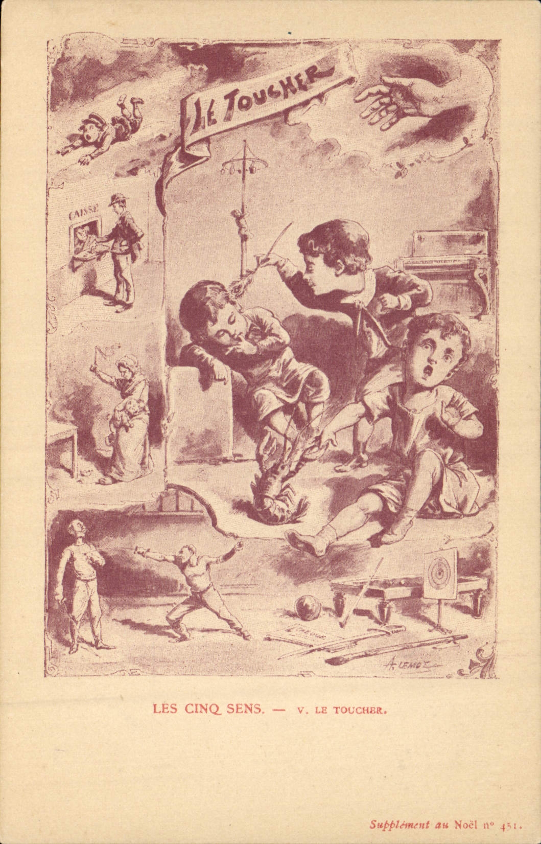 VINTAGE POSTCARD Fantasy Illustrator Children five directions touch