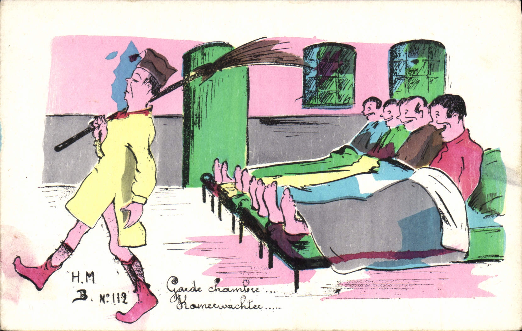 CPA Fantaisie Militaria Garde chambre