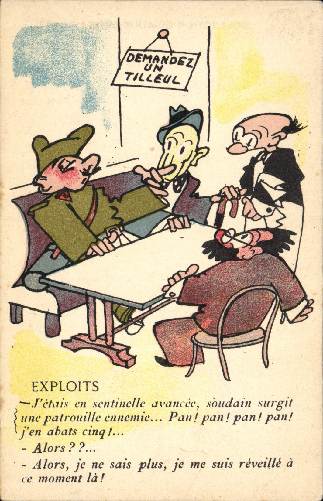 CPA Fantaisie Militaria Demandez un tilleul
