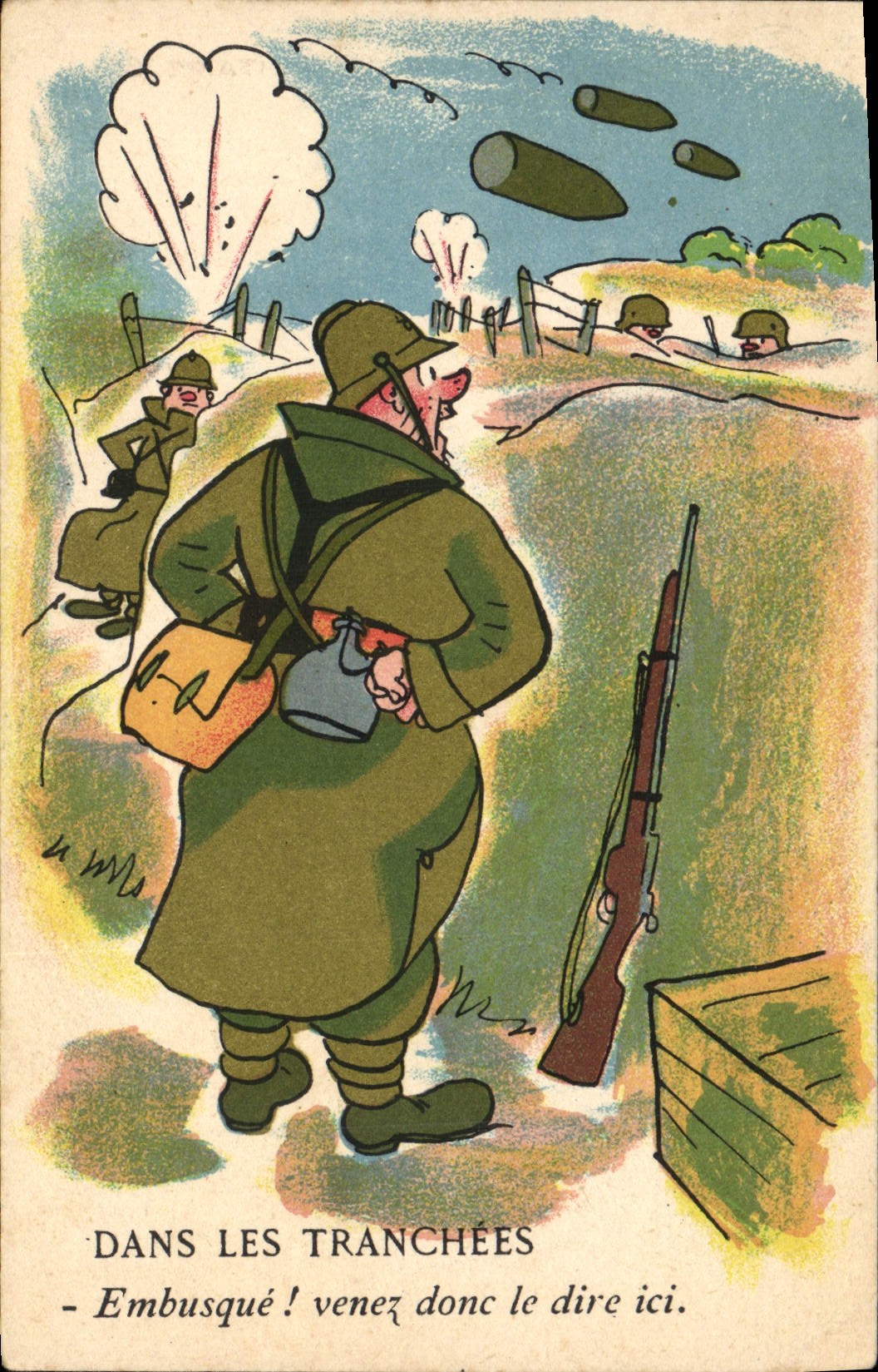 VINTAGE POSTCARD Militaria Fantasy In the trenches