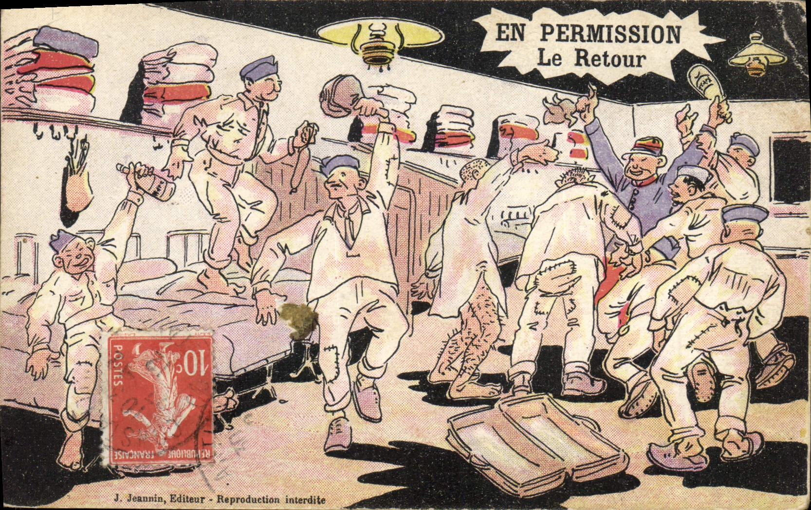 CPA Fantaisie Militaria En permission Le retour 