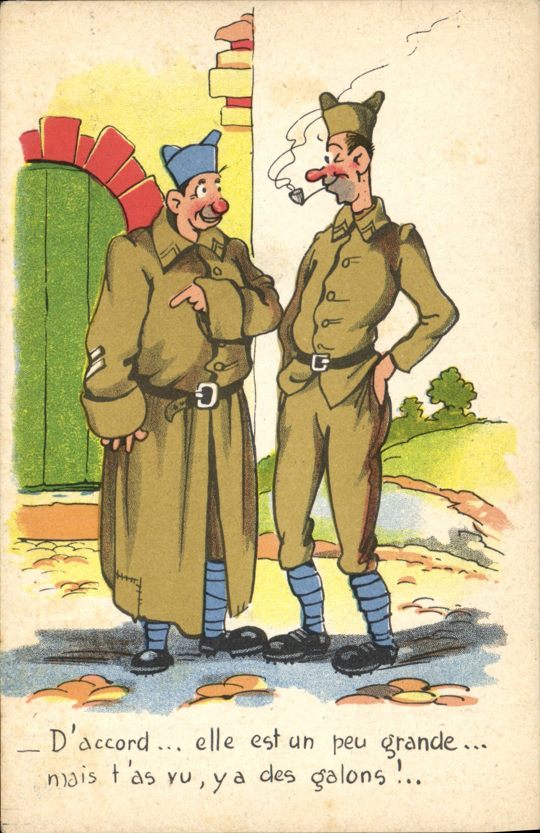 VINTAGE POSTCARD Fantaisie Militaria Veste Of agreement it is a little large