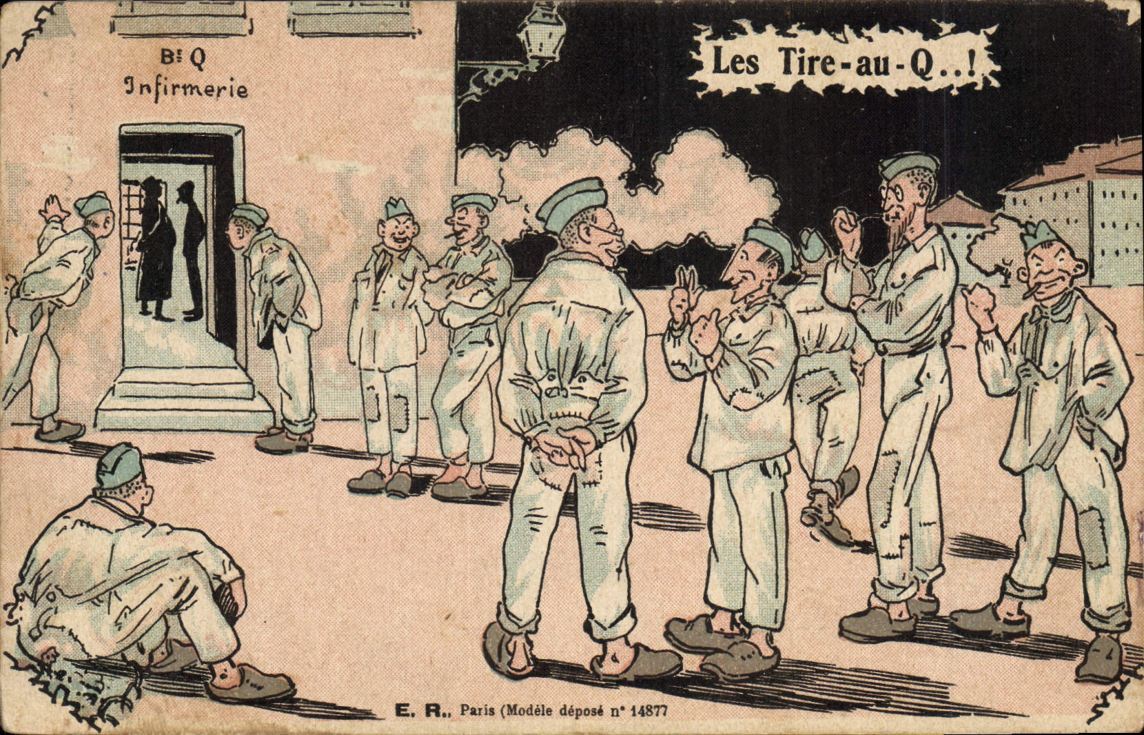 VINTAGE POSTCARD Militaria Fantasy the car with Q