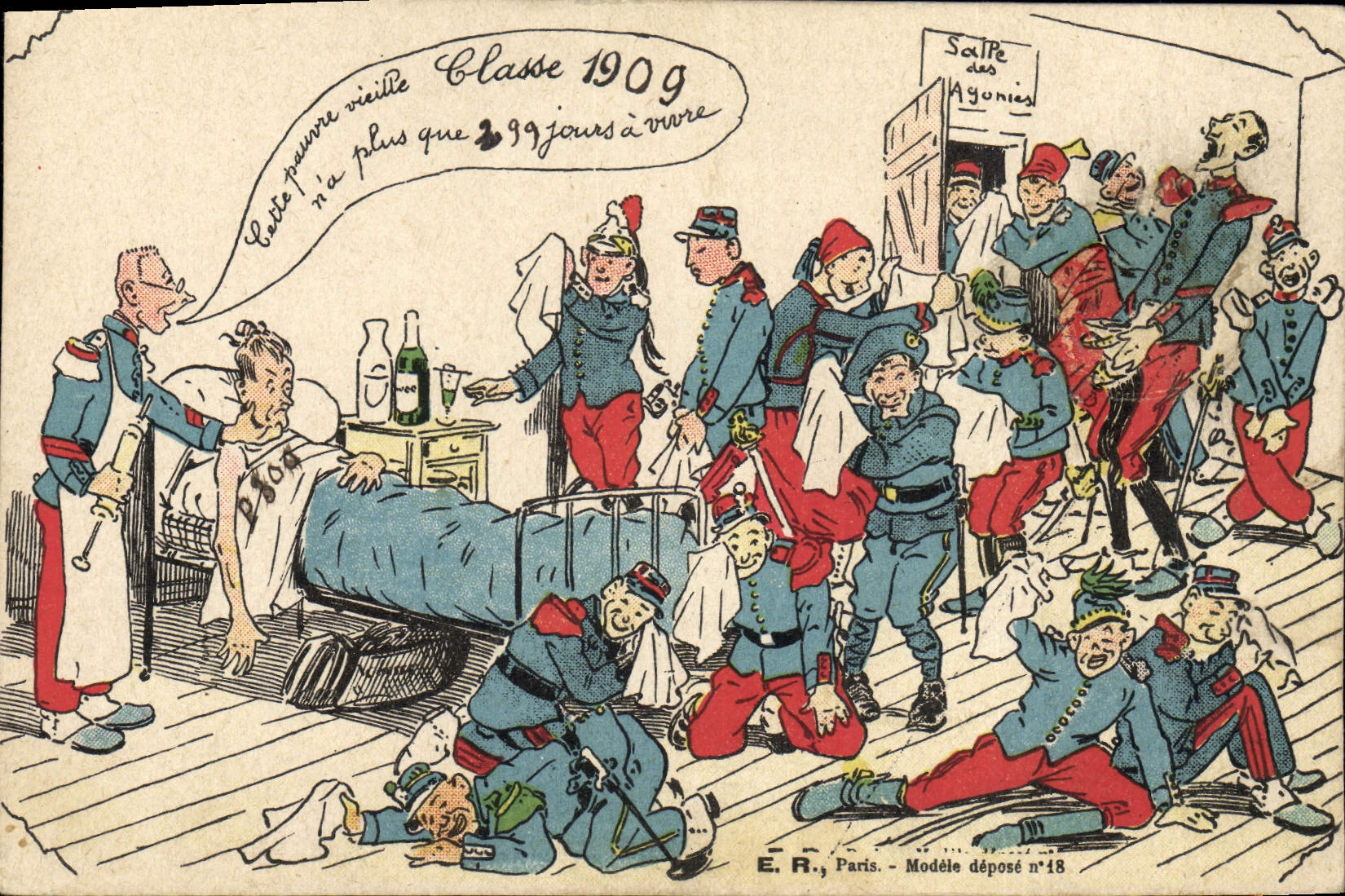 VINTAGE POSTCARD Fantaisie Militaria Classifies 1909