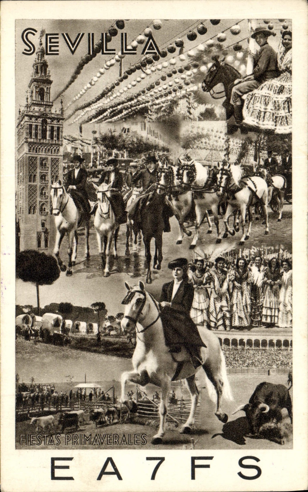 Imbécil de Jose Antonio de las moralejas de Francisco Ayala de la corrida de la telegrafía EA7FS Ssevilla Bull de la POSTAL de la VENDIMIA