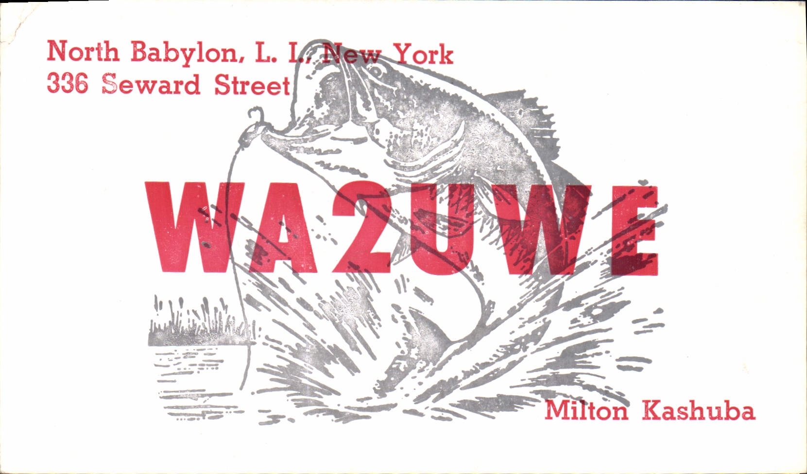 Calle del norte Milton Kashuba de la telegrafía WA2UWE Babylon Nueva York Seward de la POSTAL de la VENDIMIA