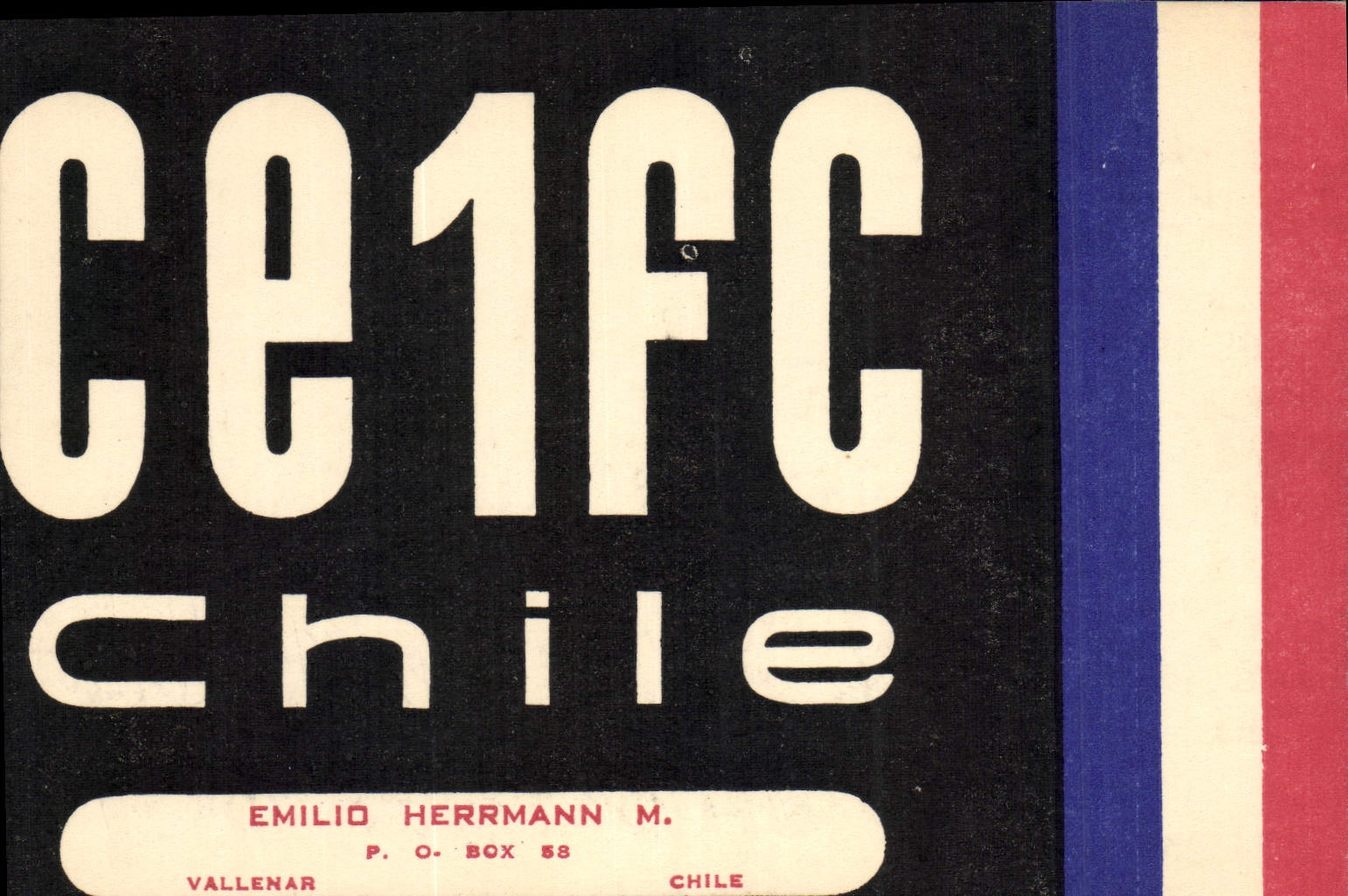 Telegrafía CE1FC Chile Emilio Herrman Vallenar de la POSTAL de la VENDIMIA