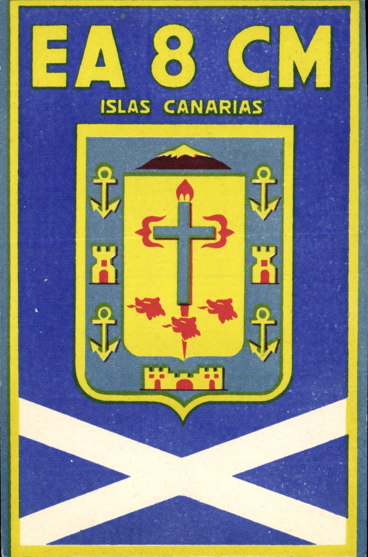 VINTAGE POSTCARD Telegraphy EA8CM Isla Canarias