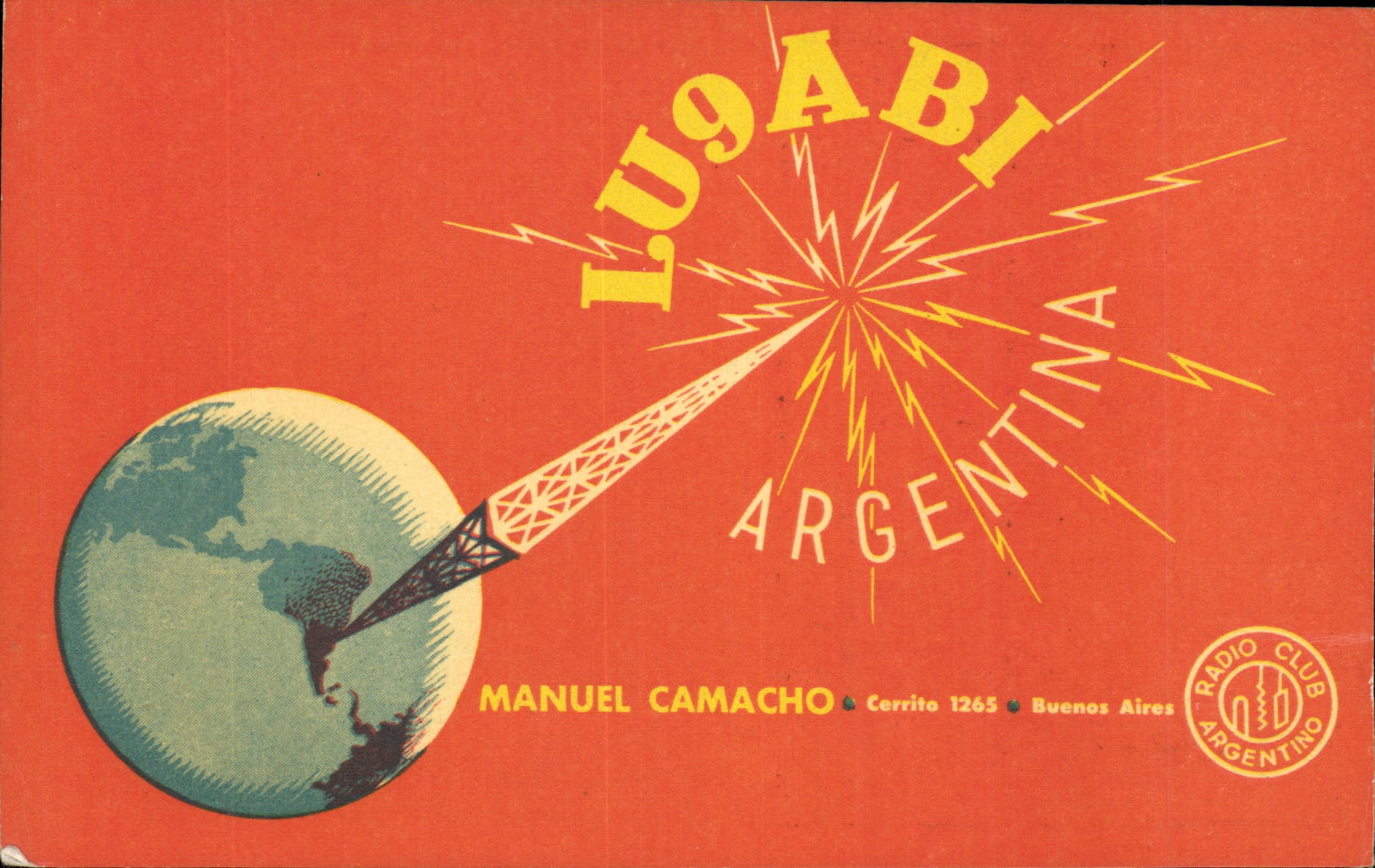 VINTAGE POSTCARD Telegraphy LU9ABI Manual Argentina Camacho Buenos Aires