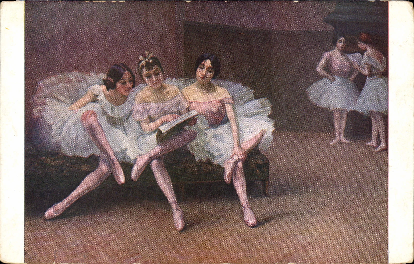 VINTAGE POSTCARD Dance Living room of Paris Fleury Before the lesson
