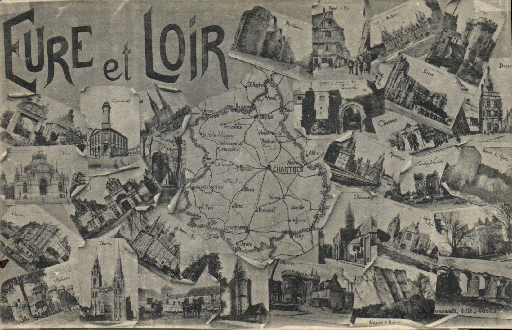 VINTAGE POSTCARD Eure Geographical map and dormouse