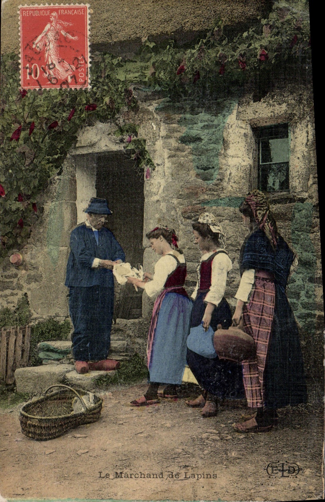 CPA Folklore Le marchand de lapins 